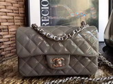 Chanel Small Flap Bag in Grey Patent Leather