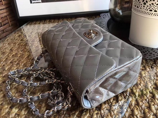 Chanel Small Flap Bag in Grey Patent Leather