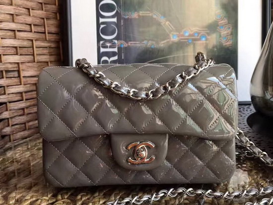 Chanel Small Flap Bag in Grey Patent Leather