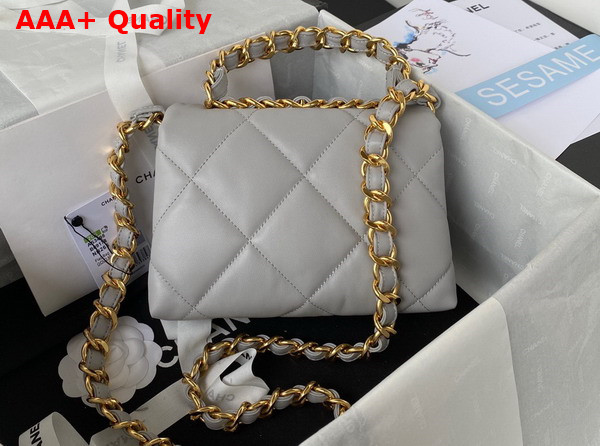 Chanel Small Flap Bag in Light Grey Lambskin Gold Tone Metal AS3498 Replica