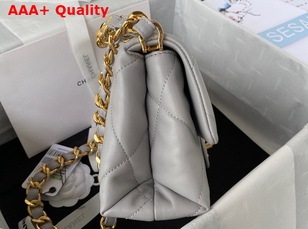 Chanel Small Flap Bag in Light Grey Lambskin Gold Tone Metal AS3498 Replica