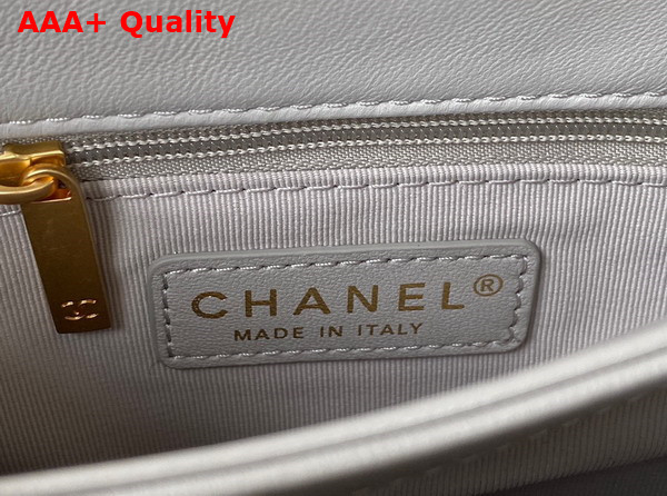 Chanel Small Flap Bag in Light Grey Lambskin Gold Tone Metal AS3498 Replica