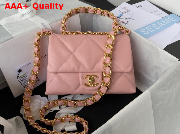 Chanel Small Flap Bag in Light Pink Lambskin Gold Tone Metal AS3498 Replica