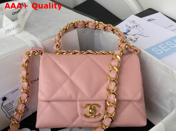 Chanel Small Flap Bag in Light Pink Lambskin Gold Tone Metal AS3498 Replica