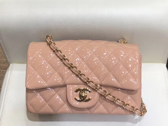 Chanel Small Flap Bag in Nude Patent Leather