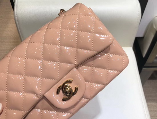 Chanel Small Flap Bag in Nude Patent Leather