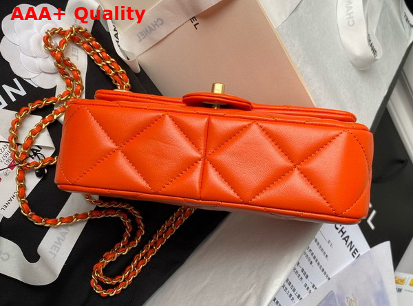 Chanel Small Flap Bag in Orange Lambskin Imitation Pearls Gold Tone Metal As4861 Replica