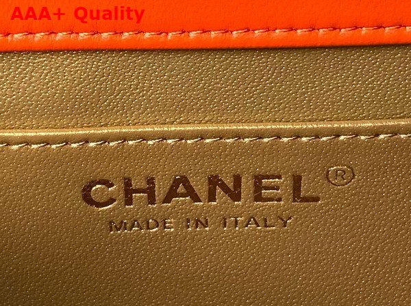 Chanel Small Flap Bag in Orange Lambskin Imitation Pearls Gold Tone Metal As4861 Replica