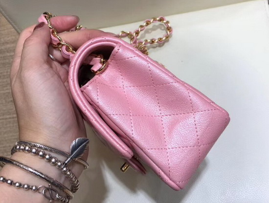 Chanel Small Flap Bag in Pearl Pink Grained Calfskin