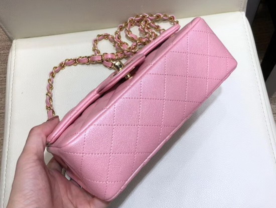 Chanel Small Flap Bag in Pearl Pink Grained Calfskin