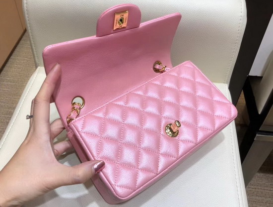 Chanel Small Flap Bag in Pearl Pink Grained Calfskin