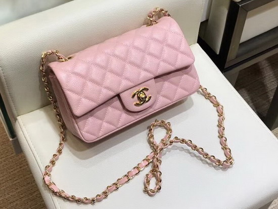 Chanel Small Flap Bag in Pink Grained Calfskin Gold Hardware