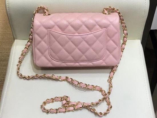 Chanel Small Flap Bag in Pink Grained Calfskin Gold Hardware