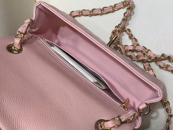 Chanel Small Flap Bag in Pink Grained Calfskin Gold Hardware