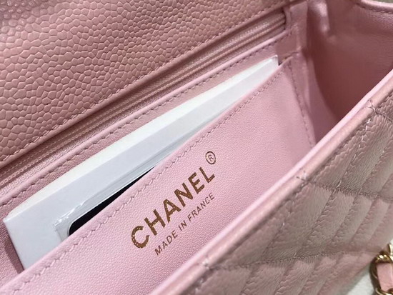 Chanel Small Flap Bag in Pink Grained Calfskin Gold Hardware