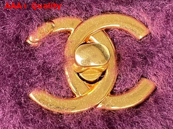 Chanel Small Flap Bag in Purple Shearling Gold Tone Metal Replica