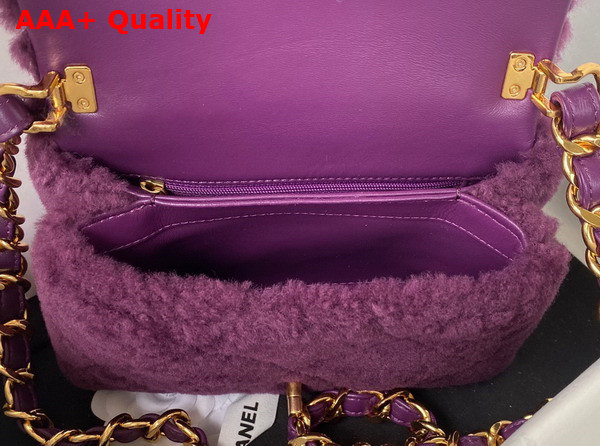 Chanel Small Flap Bag in Purple Shearling Gold Tone Metal Replica