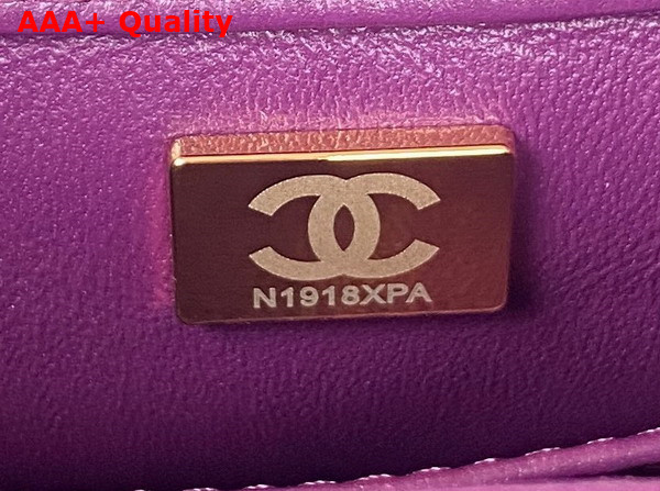 Chanel Small Flap Bag in Purple Shearling Gold Tone Metal Replica