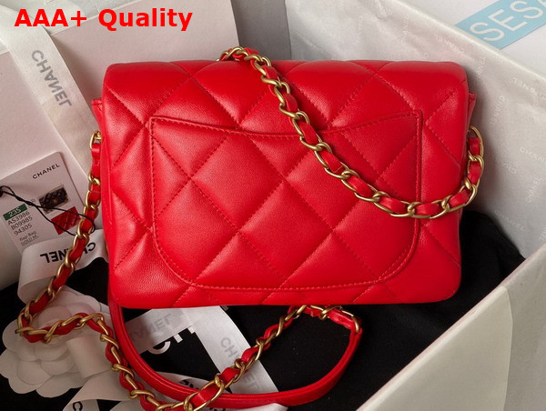 Chanel Small Flap Bag in Red Lambskin Plexi Gold Tone Metal AS3986 Replica