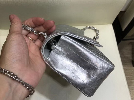 Chanel Small Flap Bag in Silver Patent Metallic Crumpled Calfskin