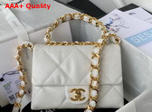 Chanel Small Flap Bag in White Lambskin Gold Tone Metal AS3498 Replica