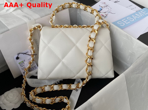 Chanel Small Flap Bag in White Lambskin Gold Tone Metal AS3498 Replica