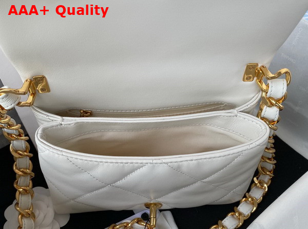 Chanel Small Flap Bag in White Lambskin Gold Tone Metal AS3498 Replica