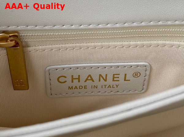 Chanel Small Flap Bag in White Lambskin Gold Tone Metal AS3498 Replica