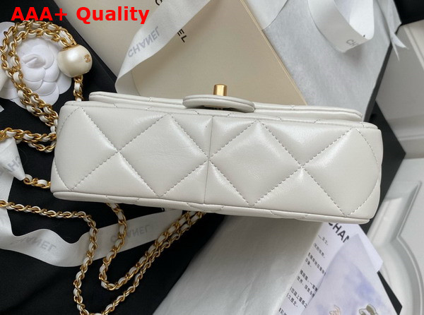 Chanel Small Flap Bag in White Lambskin Imitation Pearls Gold Tone Metal As4861 Replica