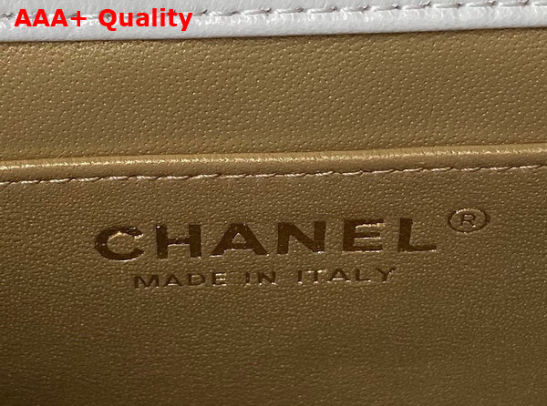 Chanel Small Flap Bag in White Lambskin Imitation Pearls Gold Tone Metal As4861 Replica