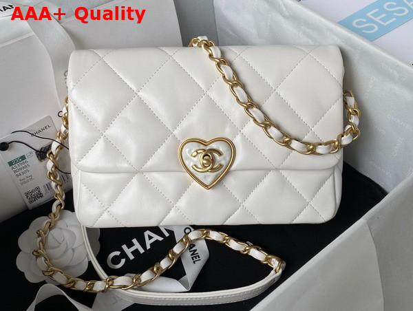 Chanel Small Flap Bag in White Lambskin Plexi Gold Tone Metal AS3986 Replica