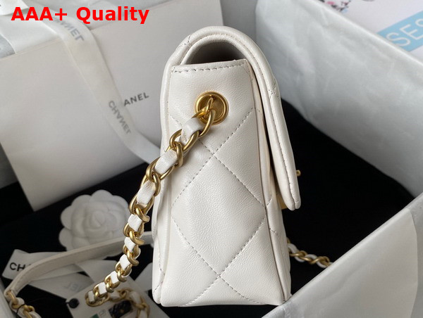 Chanel Small Flap Bag in White Lambskin Plexi Gold Tone Metal AS3986 Replica