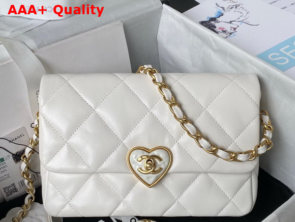 Chanel Small Flap Bag in White Lambskin Plexi Gold Tone Metal AS3986 Replica