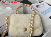 Chanel Small Flap Bag in White Shearling Gold Tone Metal Replica