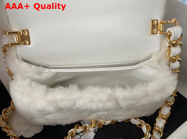 Chanel Small Flap Bag in White Shearling Gold Tone Metal Replica