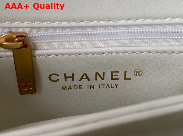 Chanel Small Flap Bag in White Shearling Gold Tone Metal Replica