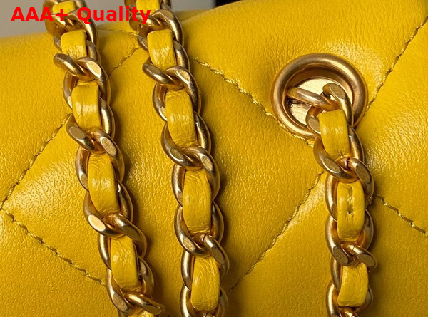 Chanel Small Flap Bag in Yellow Pearly Lambskin Imitation Pearls Gold Tone Metal As4861 Replica