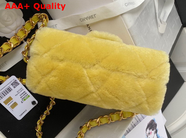 Chanel Small Flap Bag in Yellow Shearling Gold Tone Metal Replica