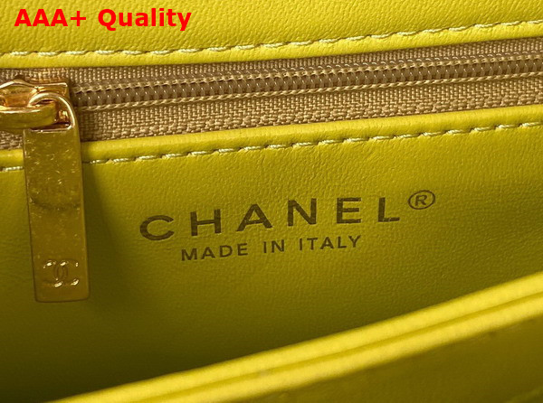 Chanel Small Flap Bag in Yellow Shearling Gold Tone Metal Replica