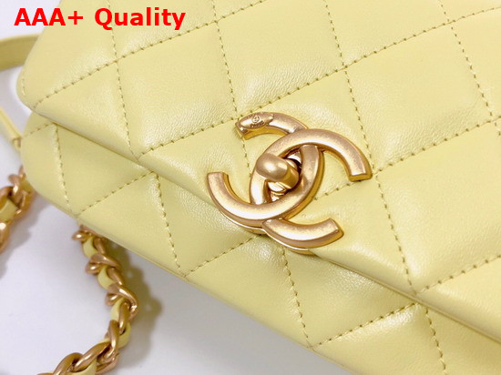 Chanel Small Flap Bag in Yellow Shiny Lambskin and Gold Tone Metal AS2387 Replica