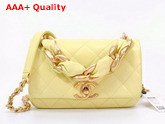 Chanel Small Flap Bag in Yellow Shiny Lambskin and Gold Tone Metal AS2387 Replica