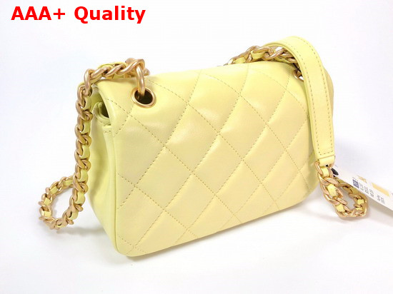 Chanel Small Flap Bag in Yellow Shiny Lambskin and Gold Tone Metal AS2387 Replica