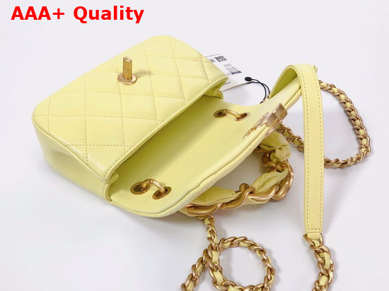 Chanel Small Flap Bag in Yellow Shiny Lambskin and Gold Tone Metal AS2387 Replica