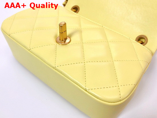 Chanel Small Flap Bag in Yellow Shiny Lambskin and Gold Tone Metal AS2387 Replica