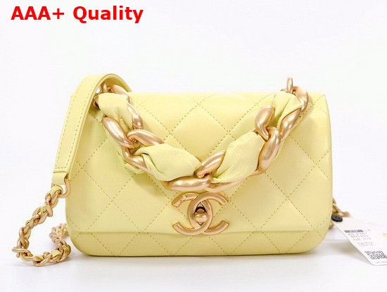 Chanel Small Flap Bag in Yellow Shiny Lambskin and Gold Tone Metal AS2387 Replica