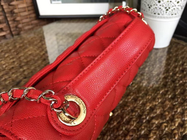 Chanel Small Flap Bag with Handle Red Grained Calfskin Light Gold Metal for Sale