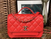 Chanel Small Flap Bag with Handle Red Grained Calfskin Light Gold Metal for Sale