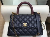 Chanel Small Flap Bag with Lizard Top Handle Black Grained Calfskin