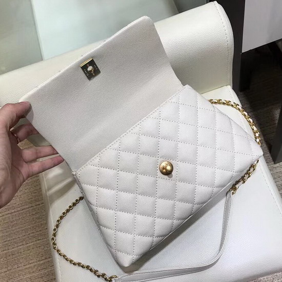 Chanel Small Flap Bag with Lizard Top Handle White Grained Calfskin