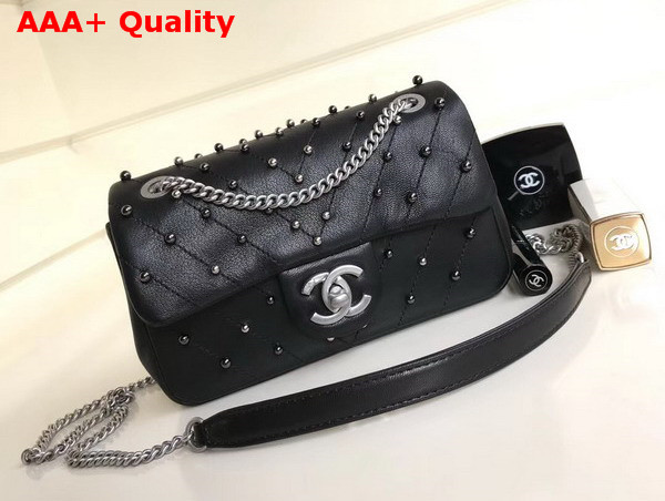 Chanel Small Flap Bag with Studs Black Lambskin Replica